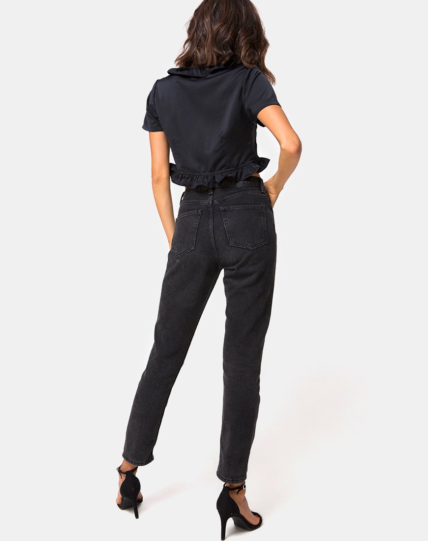Image von Chisa Top aus schwarzem Satin
