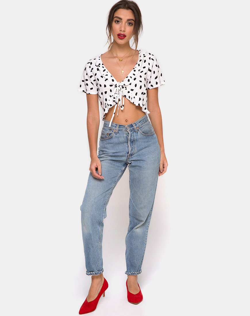 Image of Chisa Top in Diana Dot Weiß