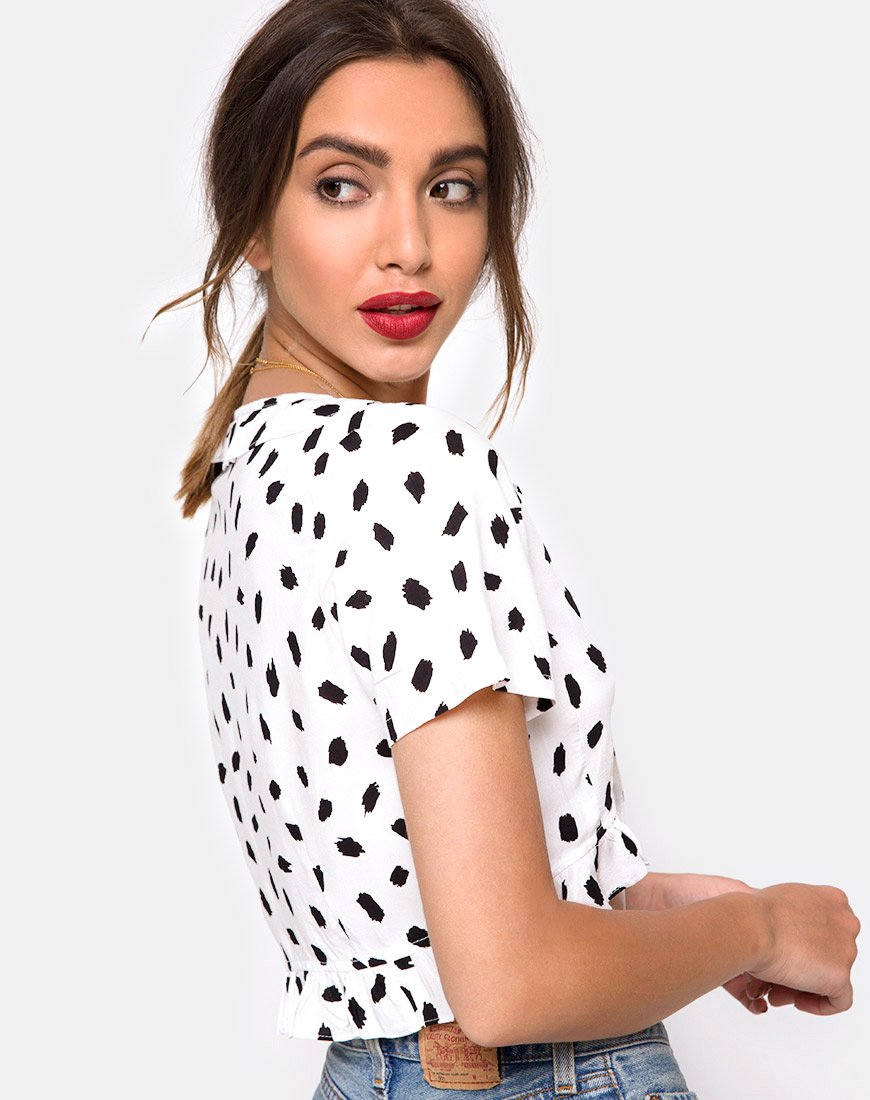 Chisa Top in Diana Dot Weiß