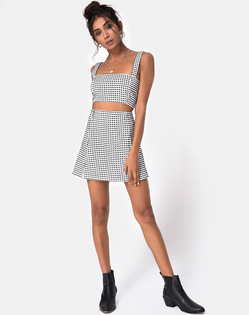 Image of Ciara Top in Gingham Elfenbein Schwarz