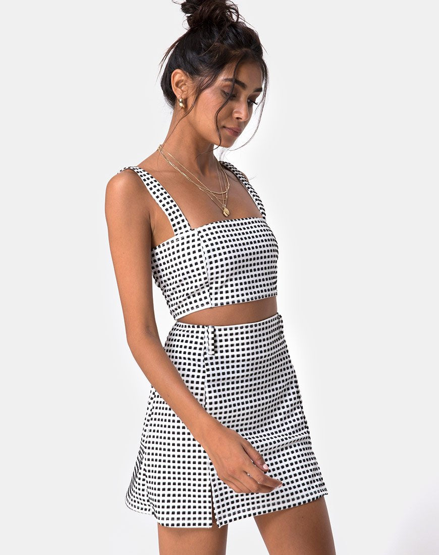 Image of Ciara Top in Gingham Elfenbein Schwarz
