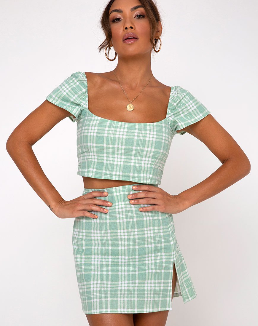 Rinka Minirock aus Tischtuch Neo Mint