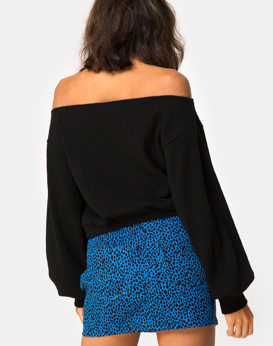 Saray Off The Shoulder Pullover aus schwarzem Strick