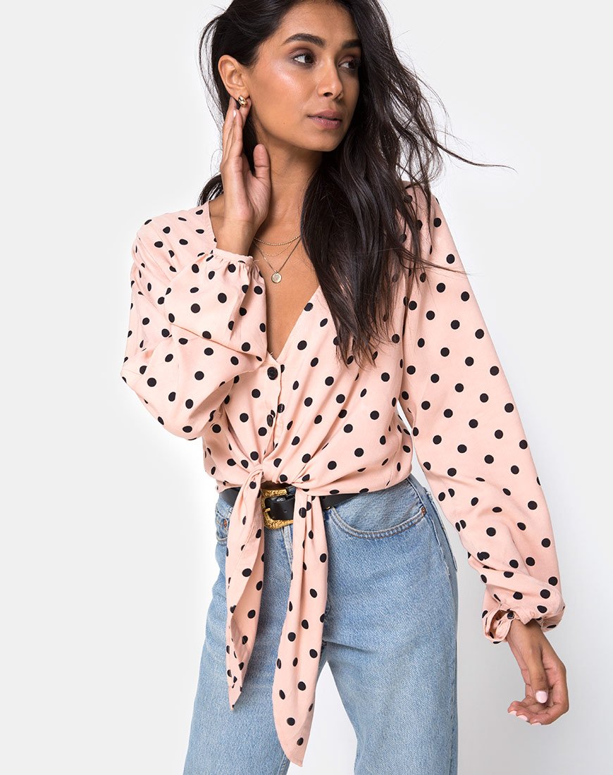 Citra Top in New Polka Nude Schwarz