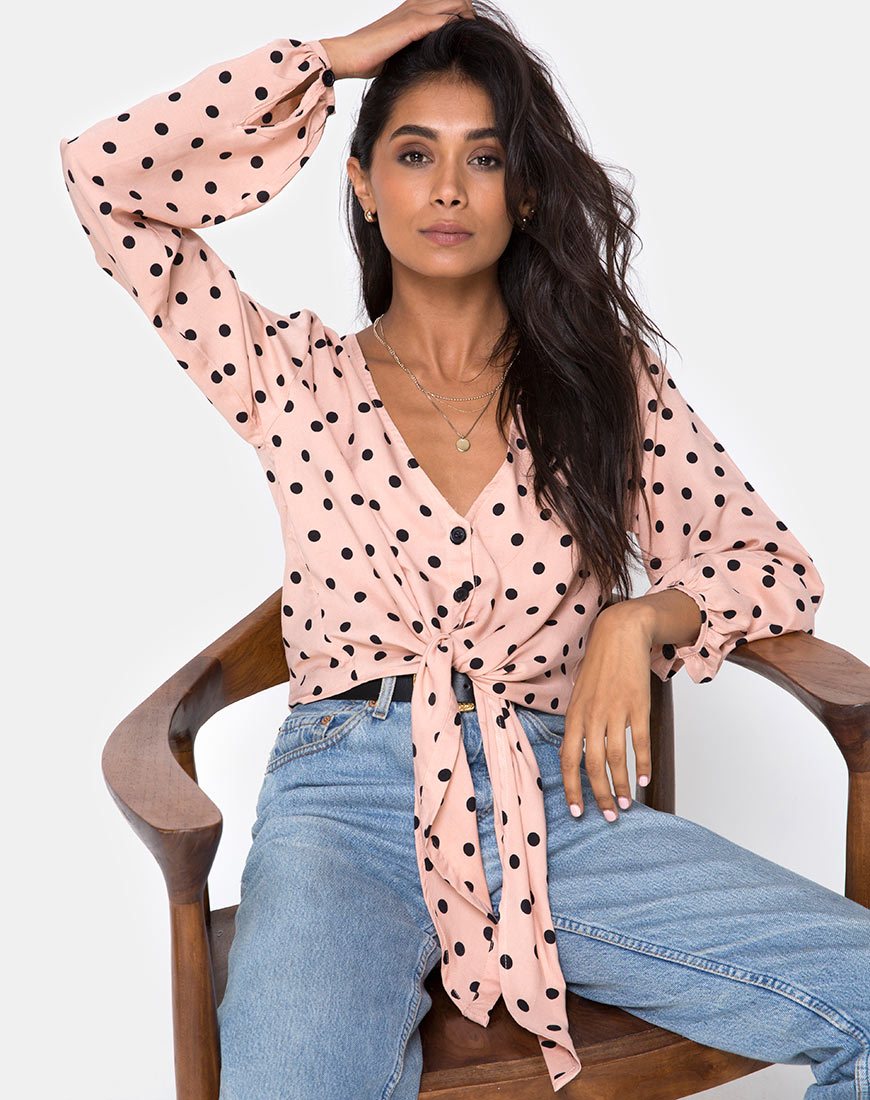 Citra Top in New Polka Nude Schwarz