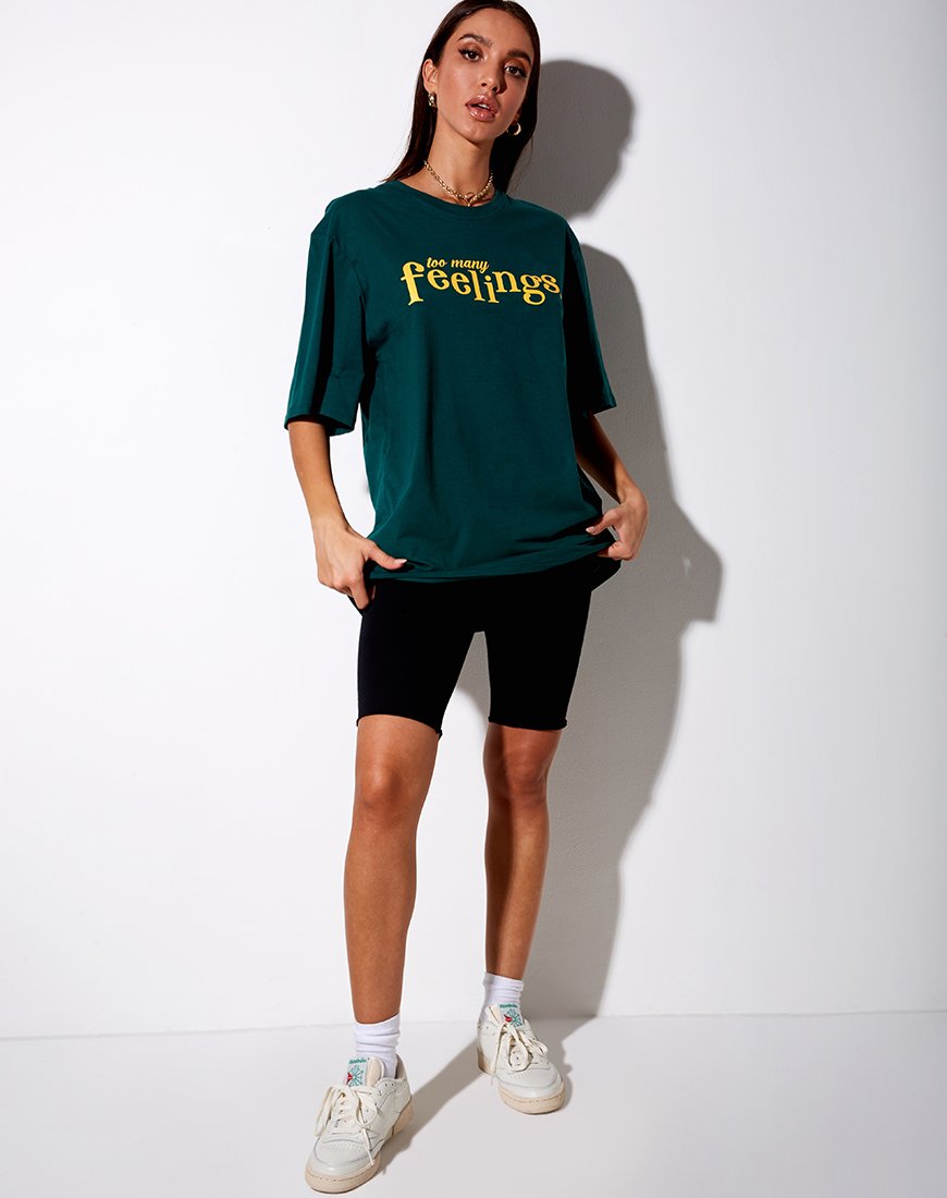 Image of Cocoon Tee in Flaschengrün Too Many Feelings