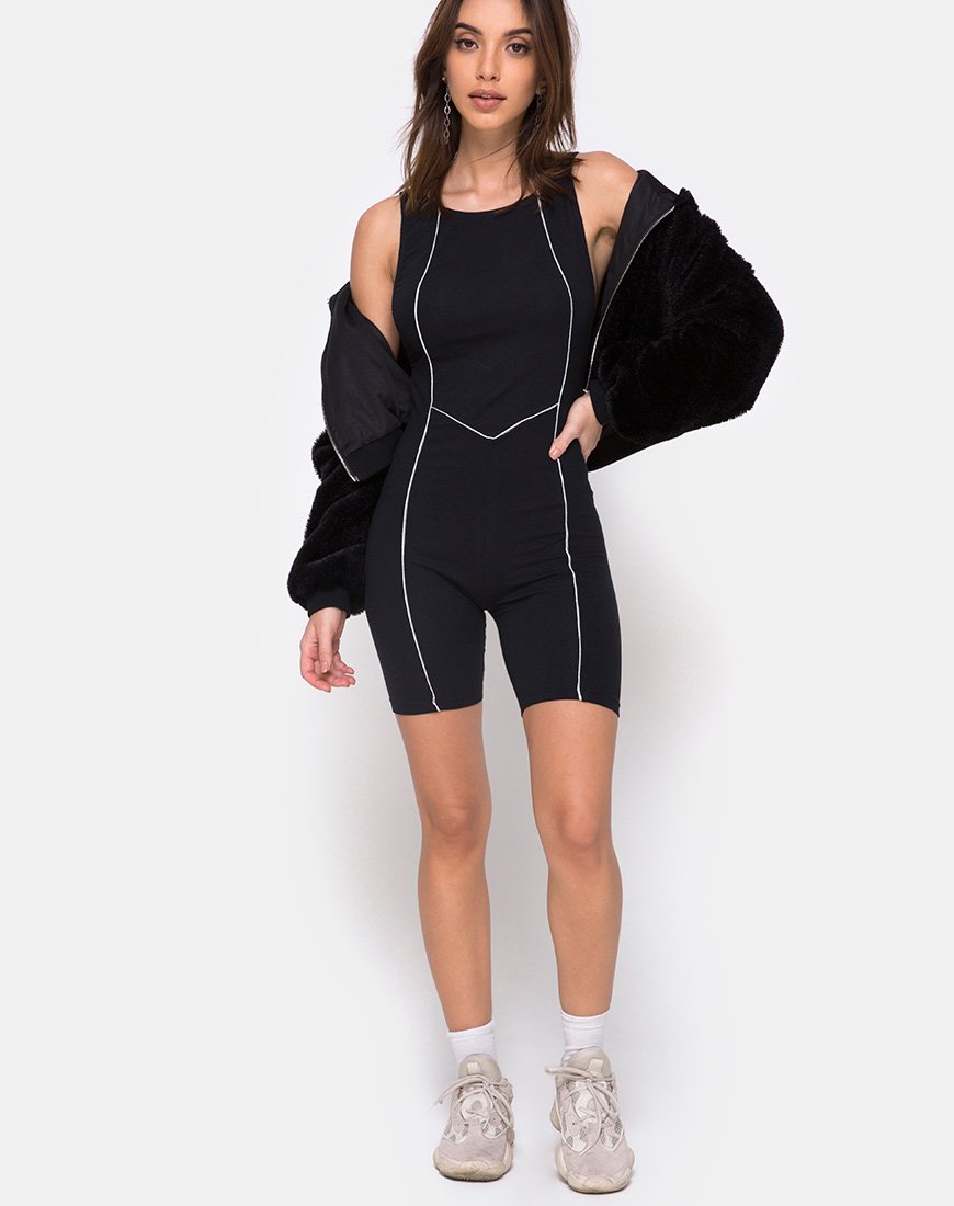 Bild von Coda Unitard in Schwarz mit Paspellinie