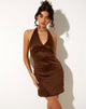 Image of Codina Minikleid aus Satin mit schokoladenfarbener Spitze