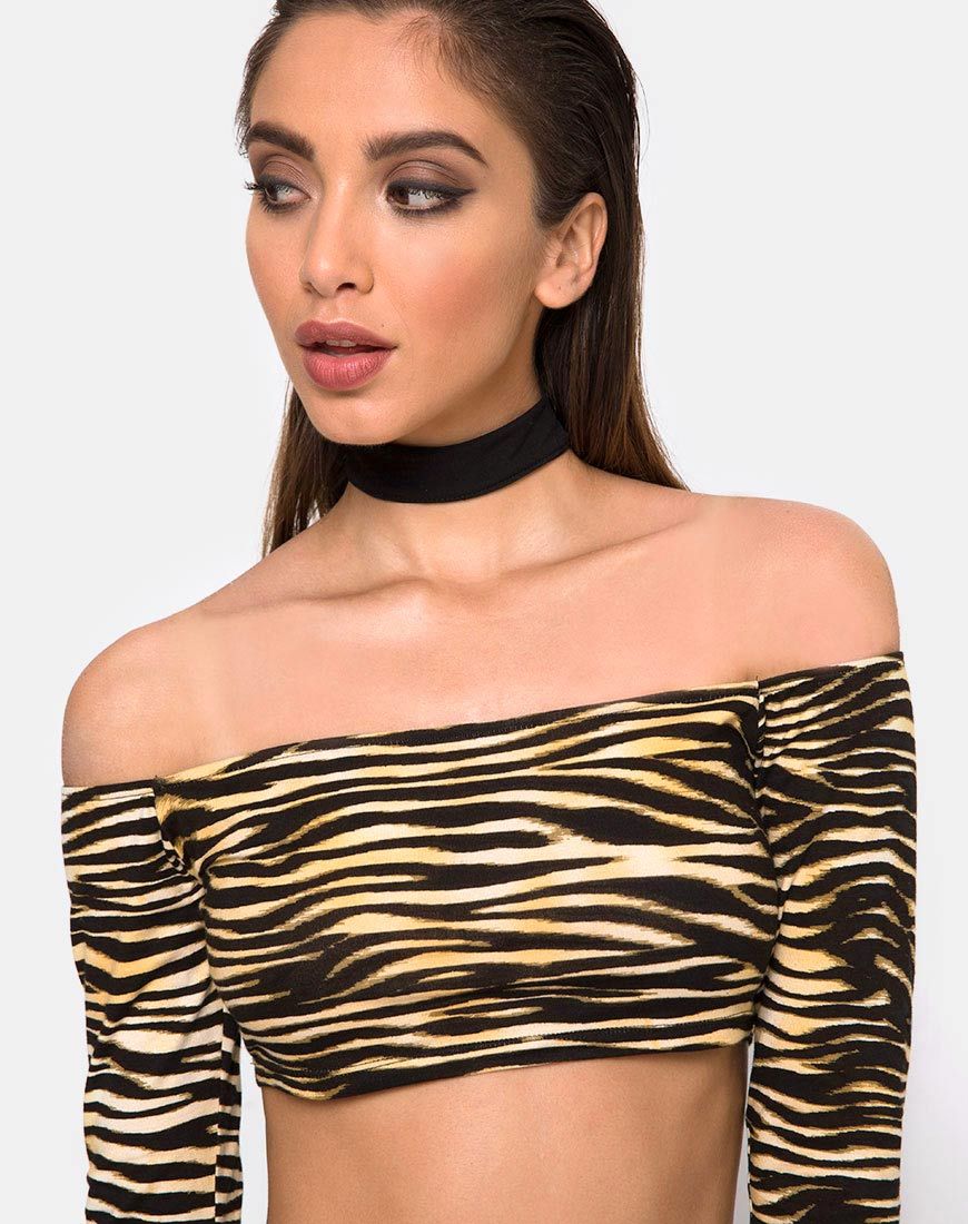 Coga Schulterfreies Oberteil in Zebrabra Brown von Zip's