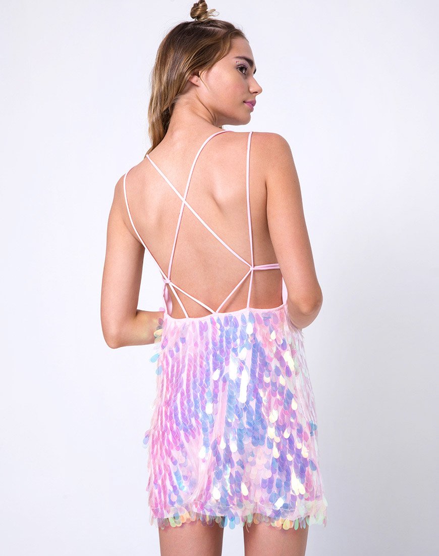 Bild von Colete Slip Dress in Opal Einhorn Pailletten Rosa