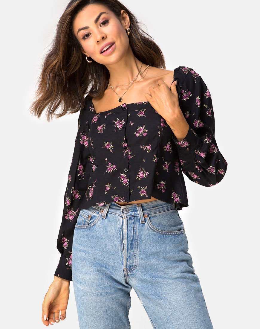 Bild von Conila Crop Bluse in Sohey Rose Schwarz