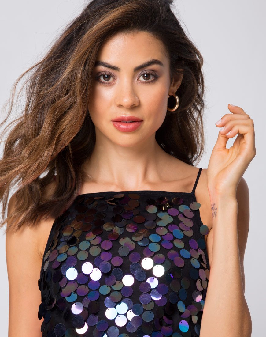 Image of Corine Slip Dress in Schwarz Opal