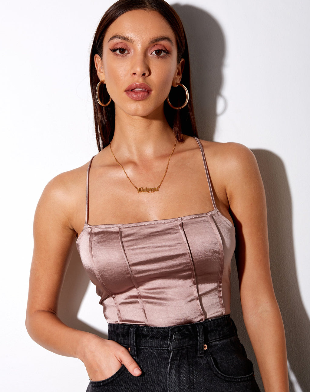 Cosey Top in Satin Champagner