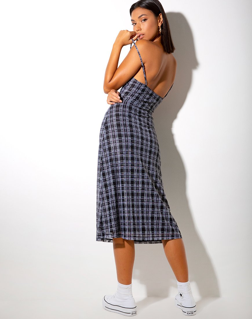 Image of Cotina Midikleid im Tintenklecks-Karo Schwarz-Weiß