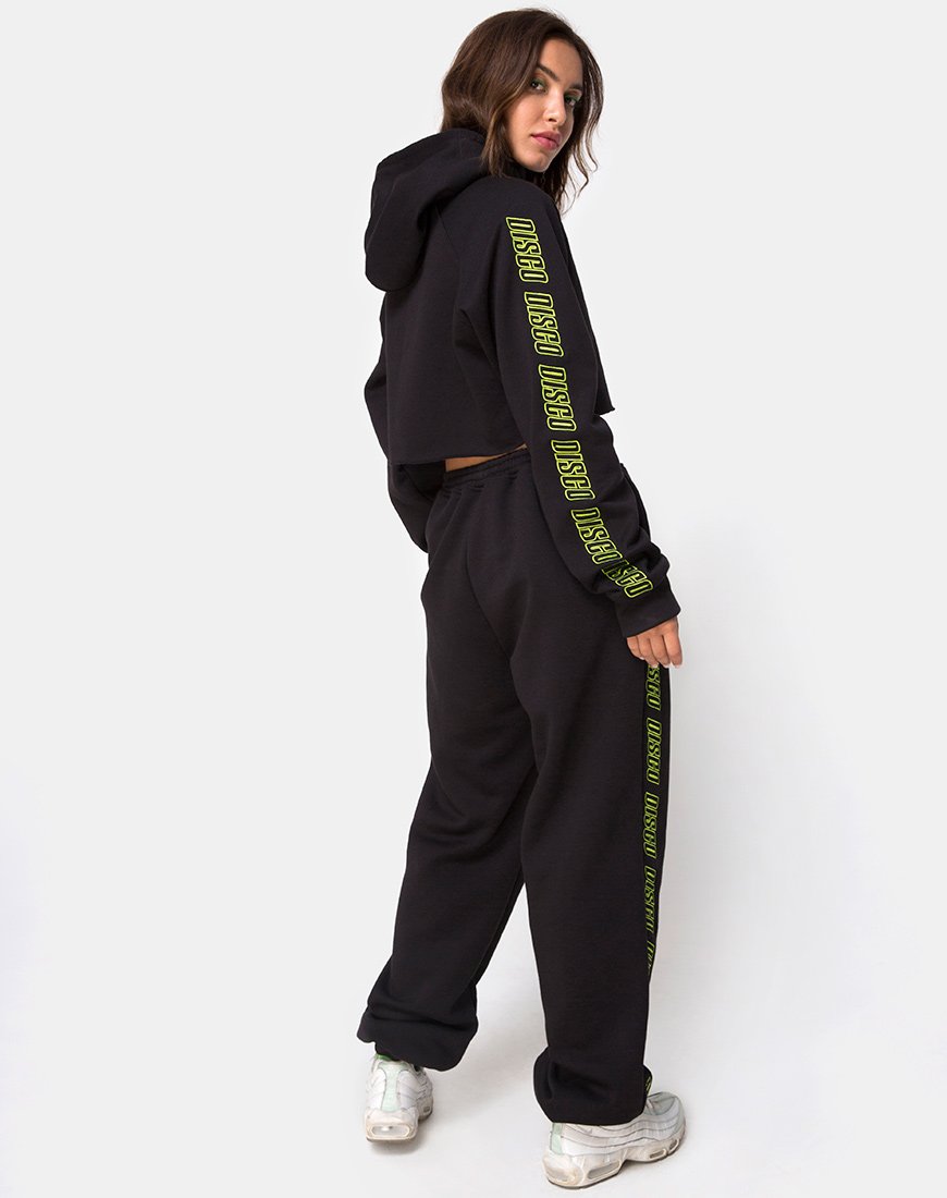 Image of Schwarzer Kapuzenpullover mit Disco-Embro