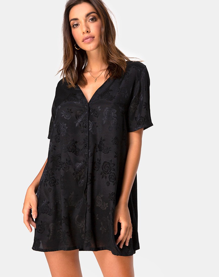 Crosena Kleid aus Satin Rose Schwarz