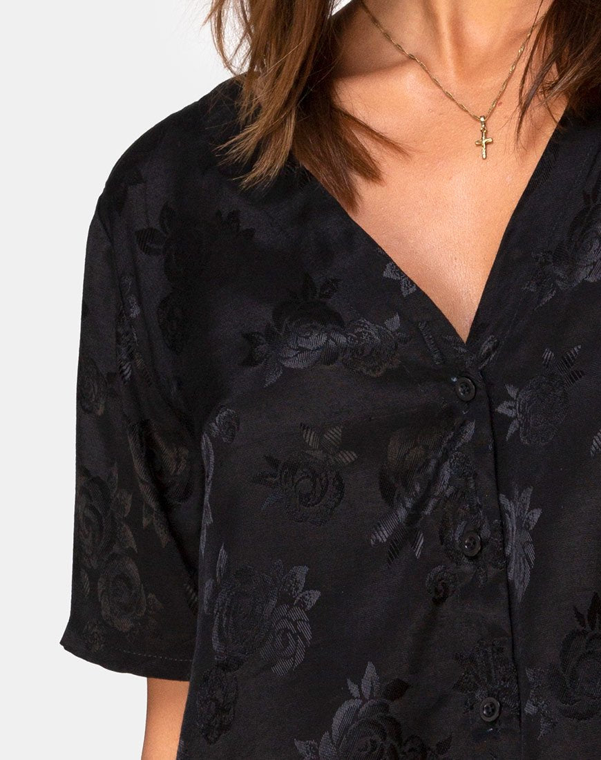Image of Crosena Kleid in Satin Rose Schwarz