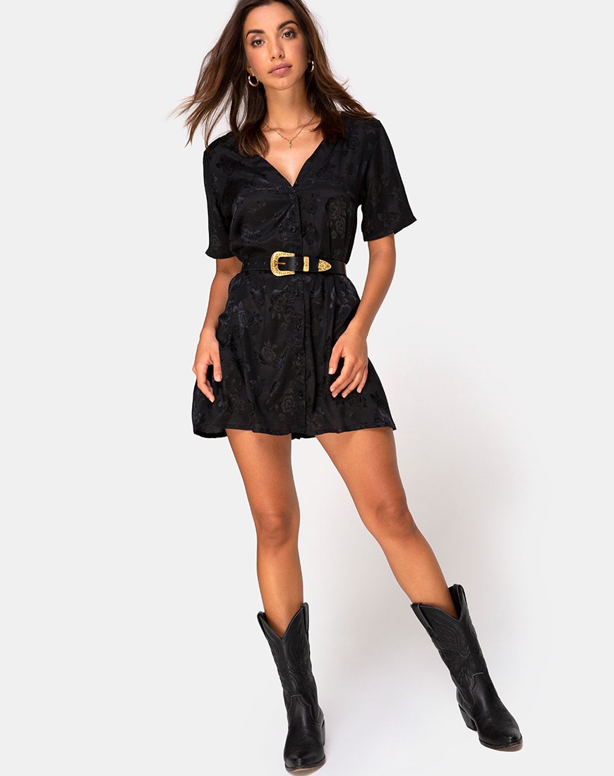 Image of Crosena Kleid in Satin Rose Schwarz