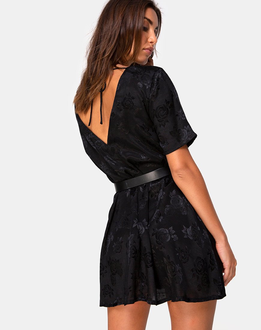 Crosena Kleid aus Satin Rose Schwarz