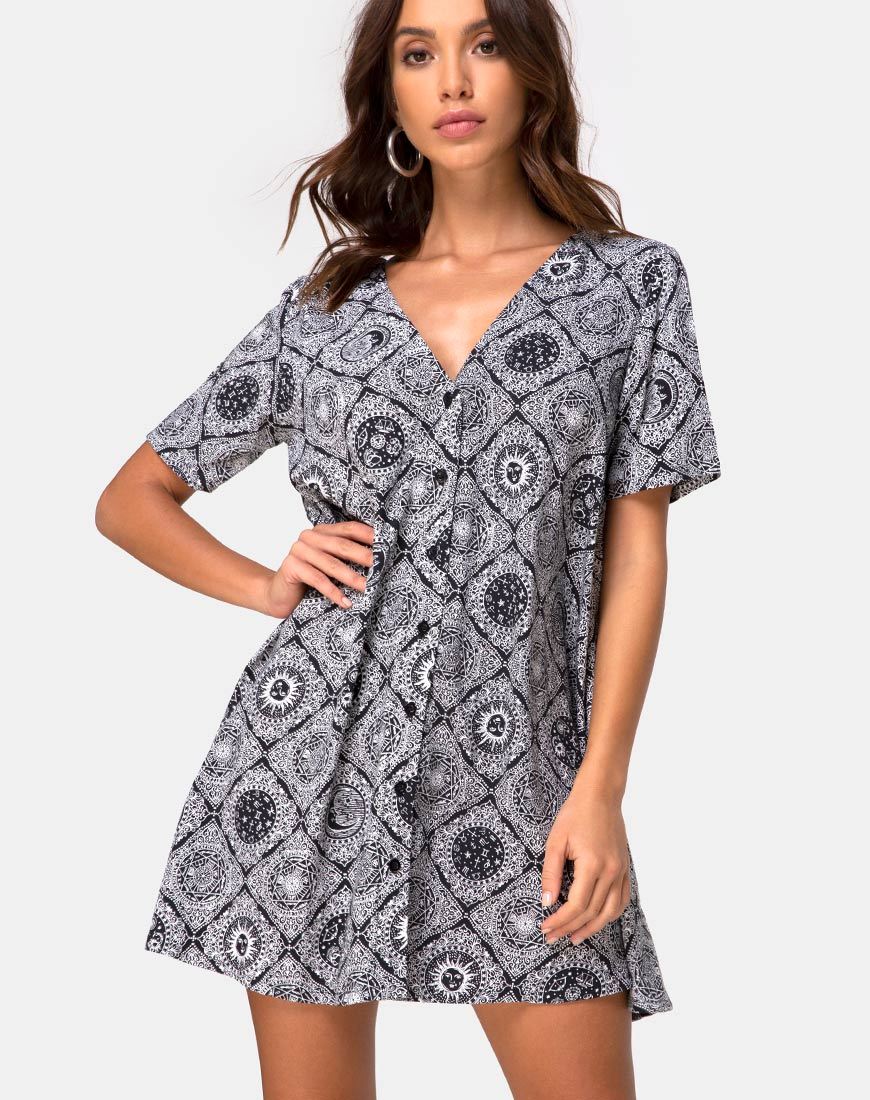 Crosena Kleid in Astrologie Schwarz