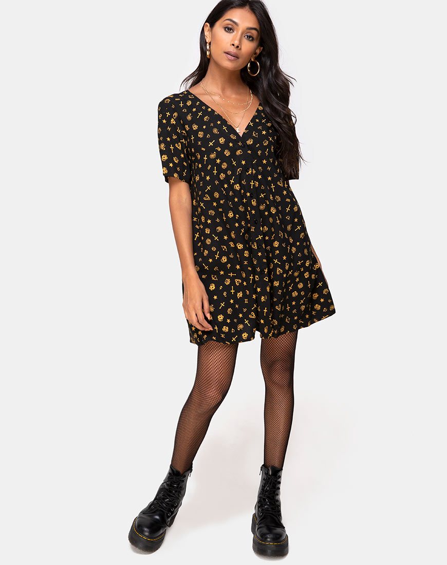 Image of Crosena Swing Kleid in Mini Astro Schwarz