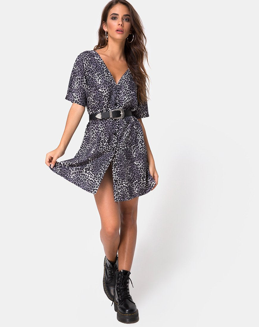 Bild von Crosena Swing Kleid in Rar Leopard Grau