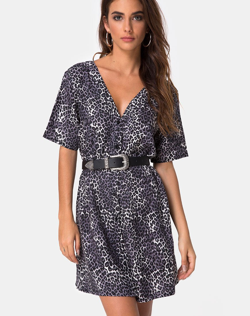 Crosena Swing Kleid in Rar Leopard Grau