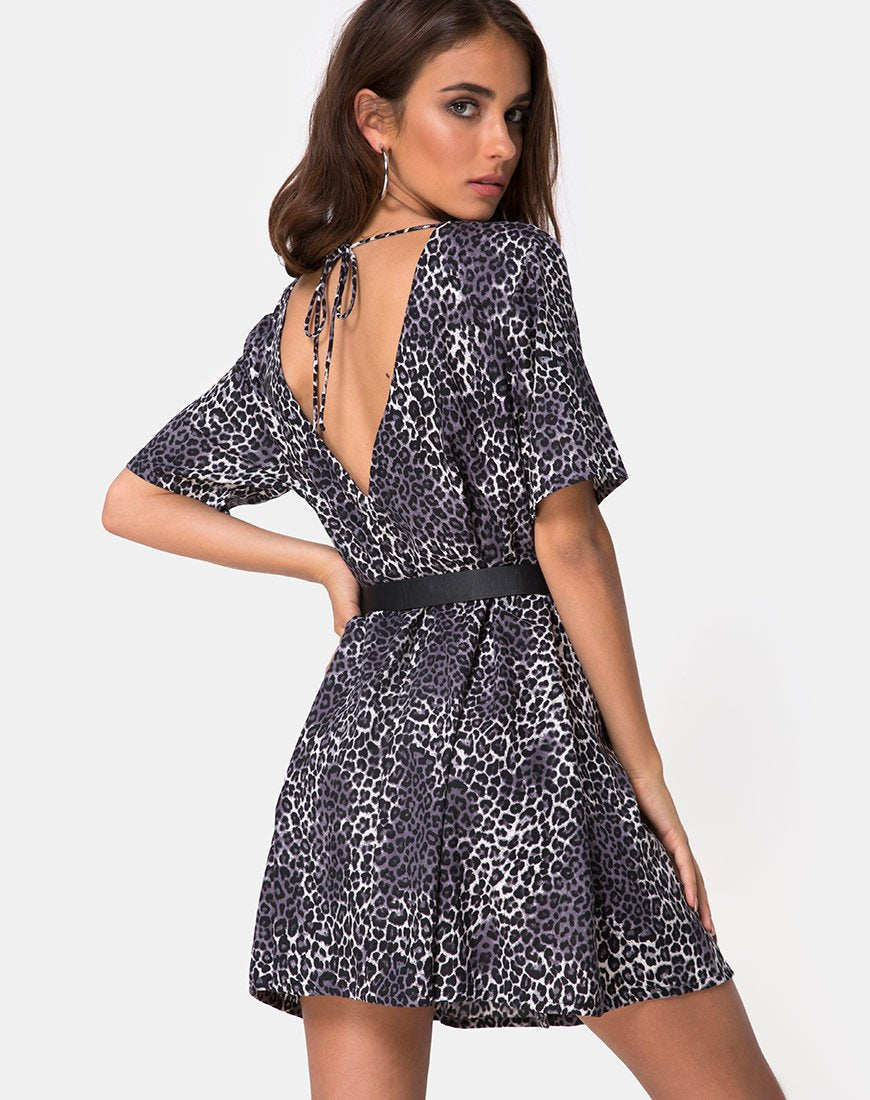 Crosena Swing Kleid in Rar Leopard Grau
