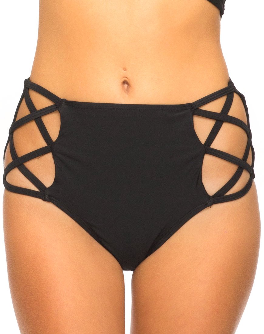 Crystal Cut Out Bikiniunterteil in Schwarz