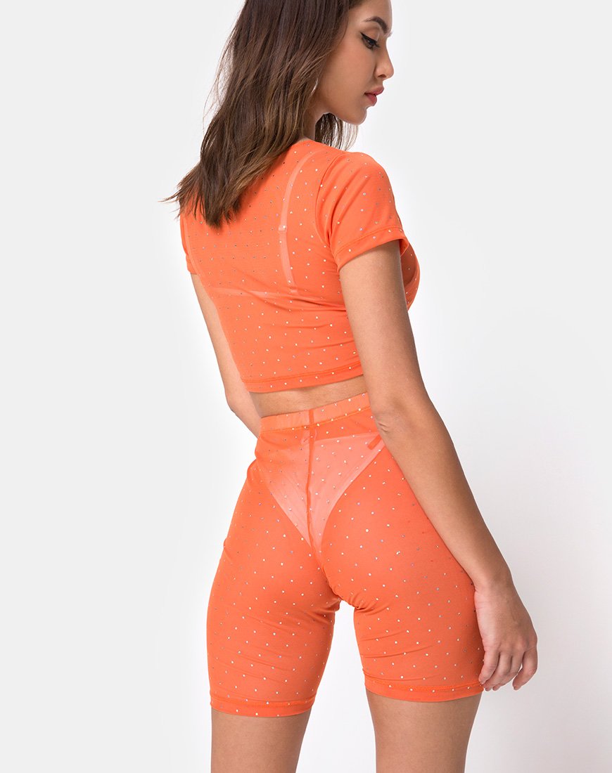 Bike Short in Kristallnetz Orange