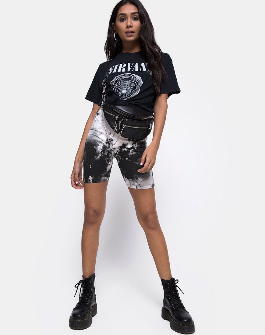 Bild von Cycle Short in Mono Tie Dye schwarz und weiß