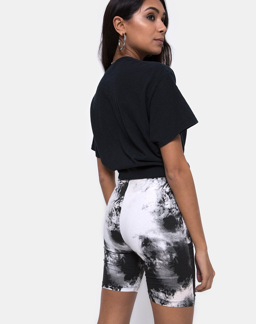 Cycle Short in Mono Tie Dye schwarz und weiß