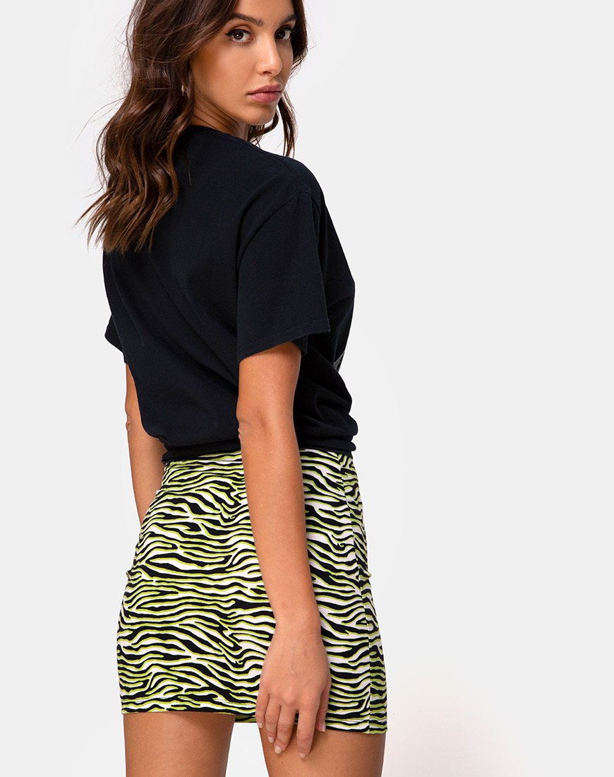 Kimmy Minirock in Zebra Fluro Grün