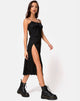 Image of Cypress Midikleid aus Satin Gepardenschwarz