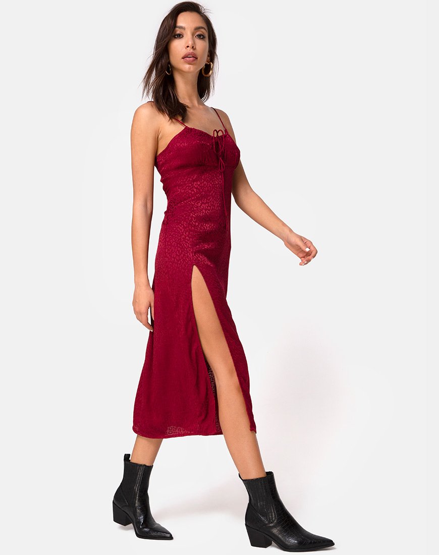 Image of Cypress Midikleid aus Satin Gepard Himbeere