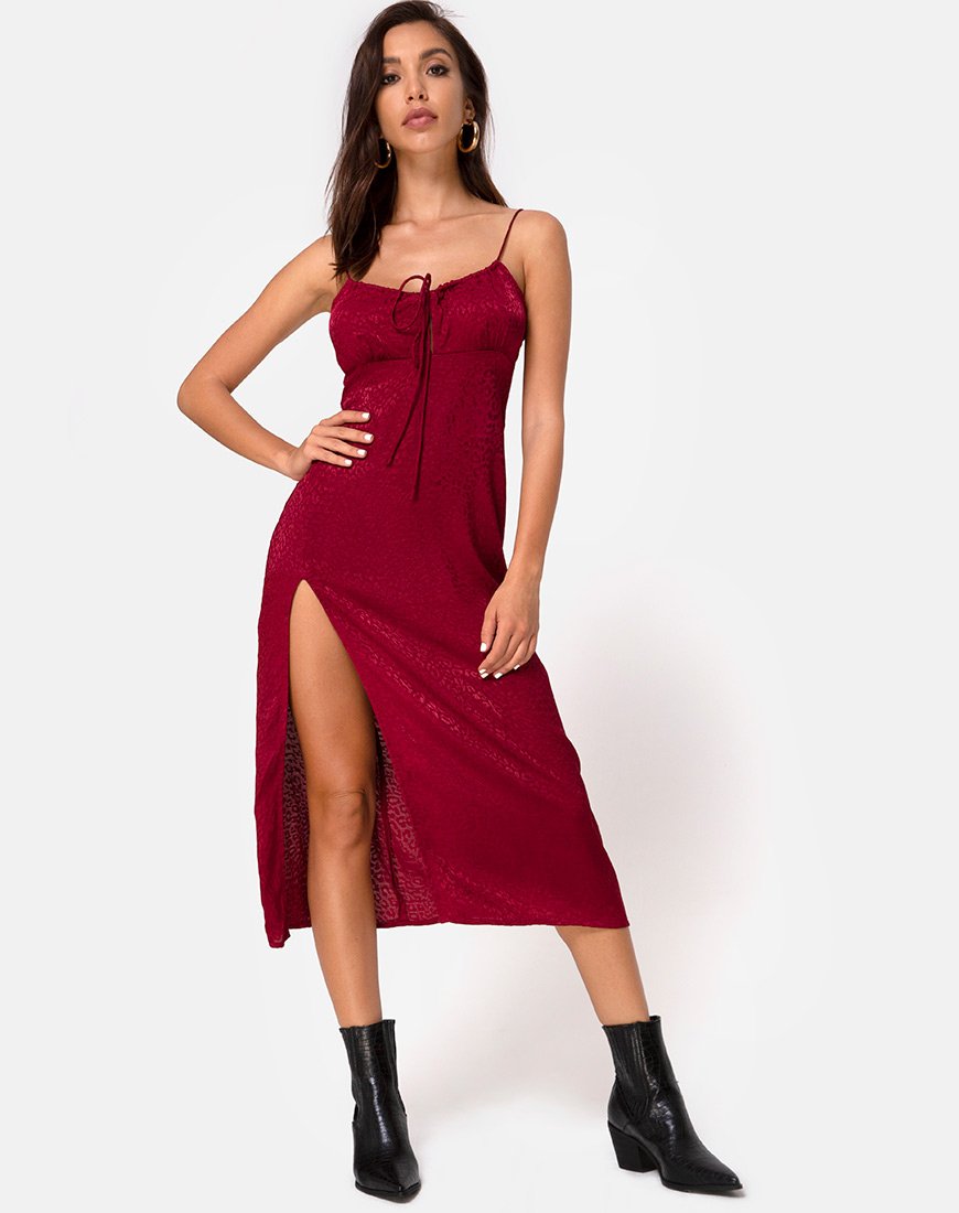 Image of Cypress Midikleid aus Satin Gepard Himbeere