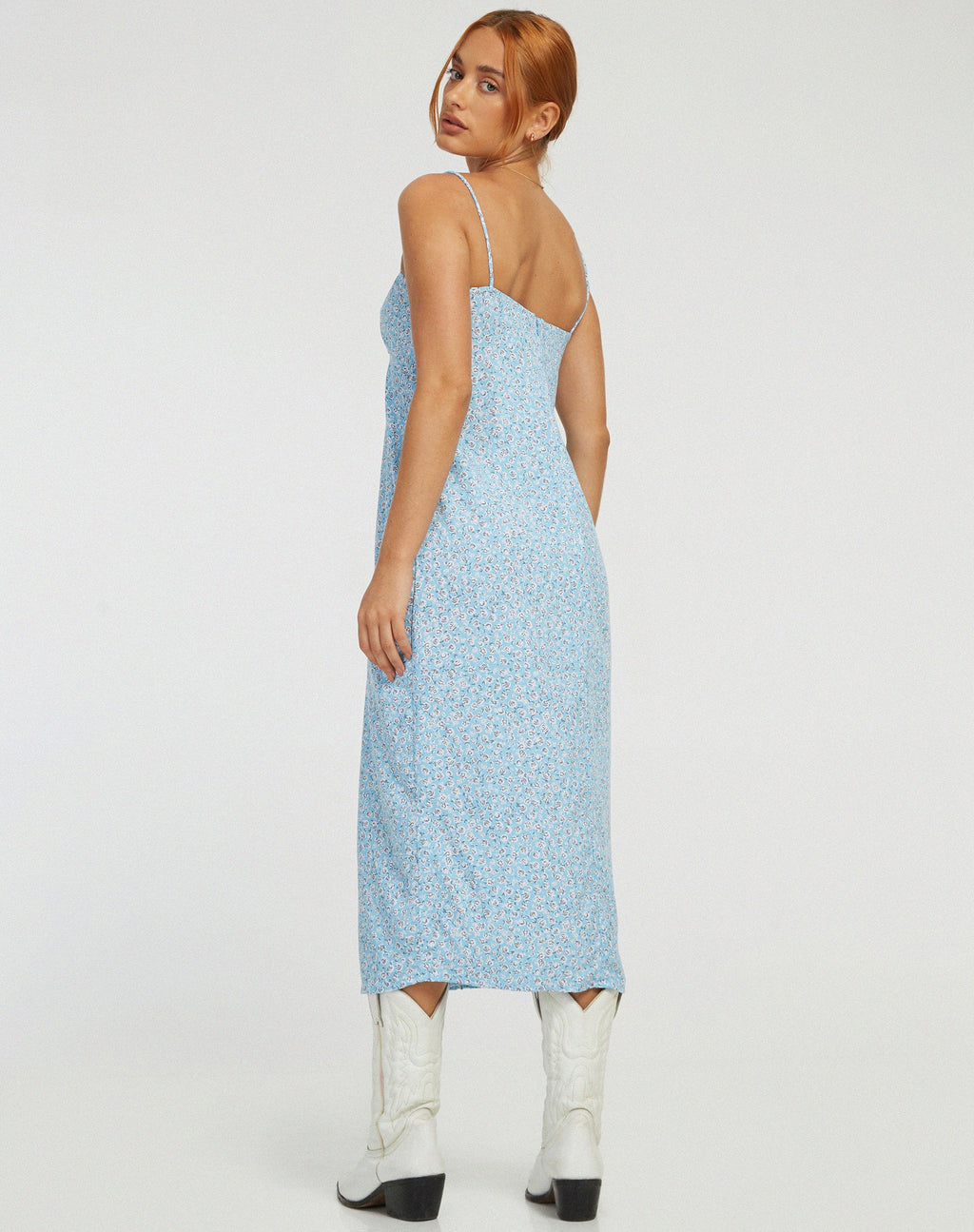 Cypress Midikleid in Ditsy Rose Blau
