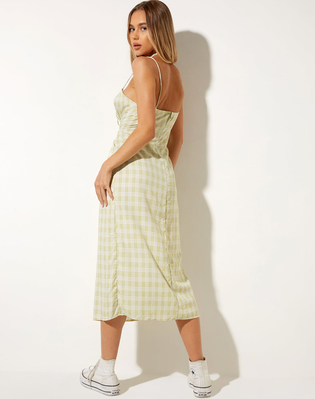 Cypress Midikleid in Salbei Karo