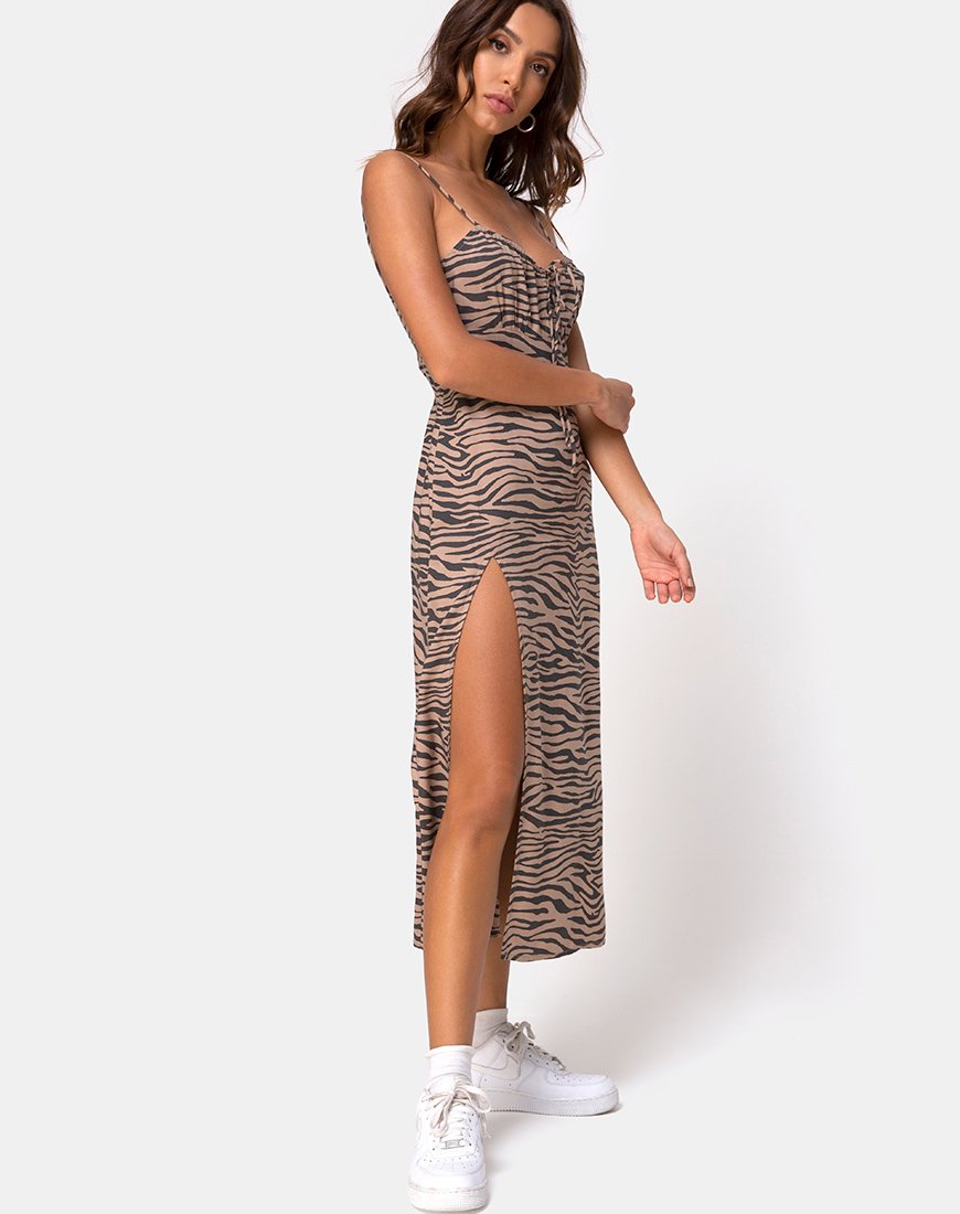 Bild von Cypress Midikleid in 90s Zebra Taupe