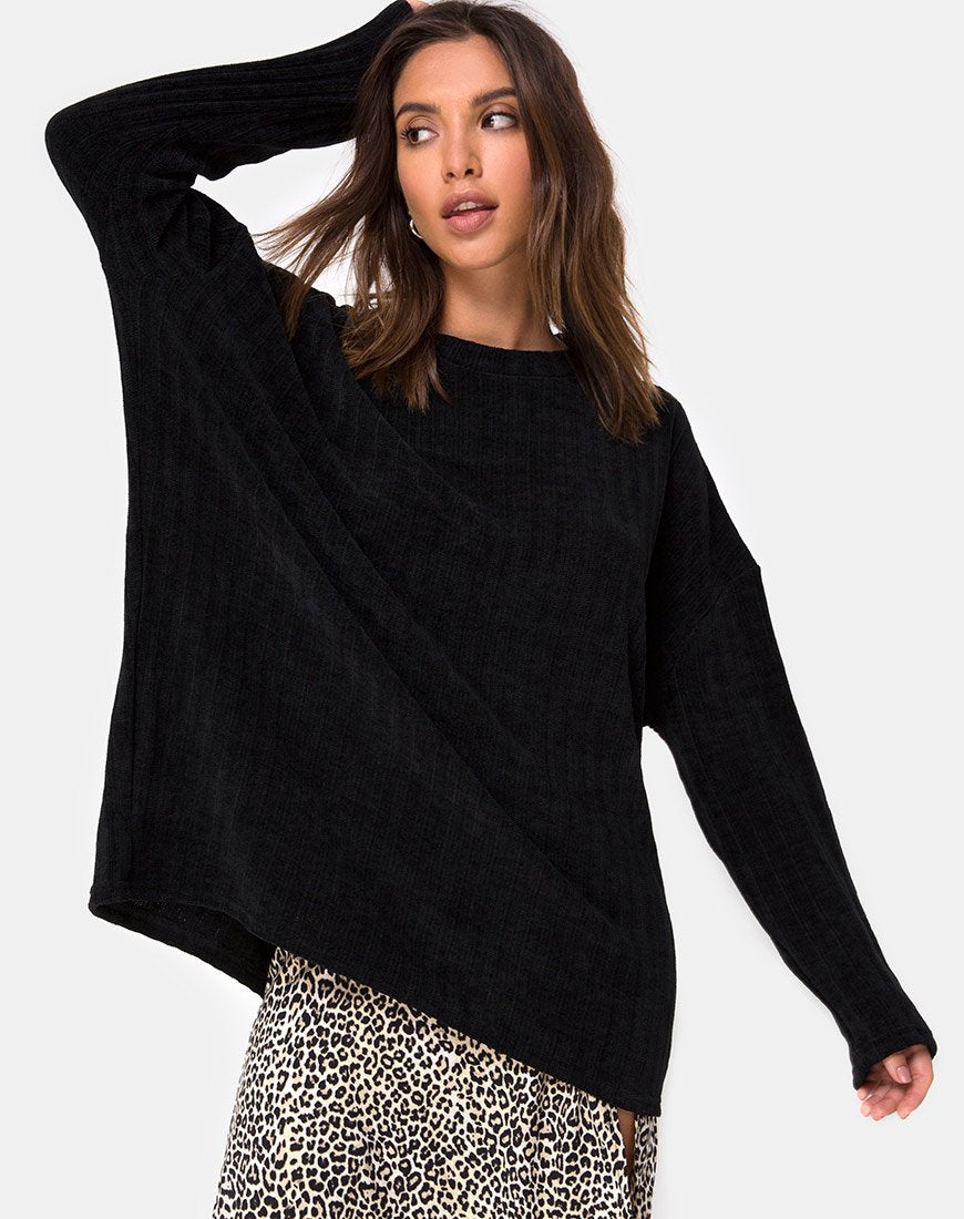 Image of Papa-Pullover aus Chenille Schwarz
