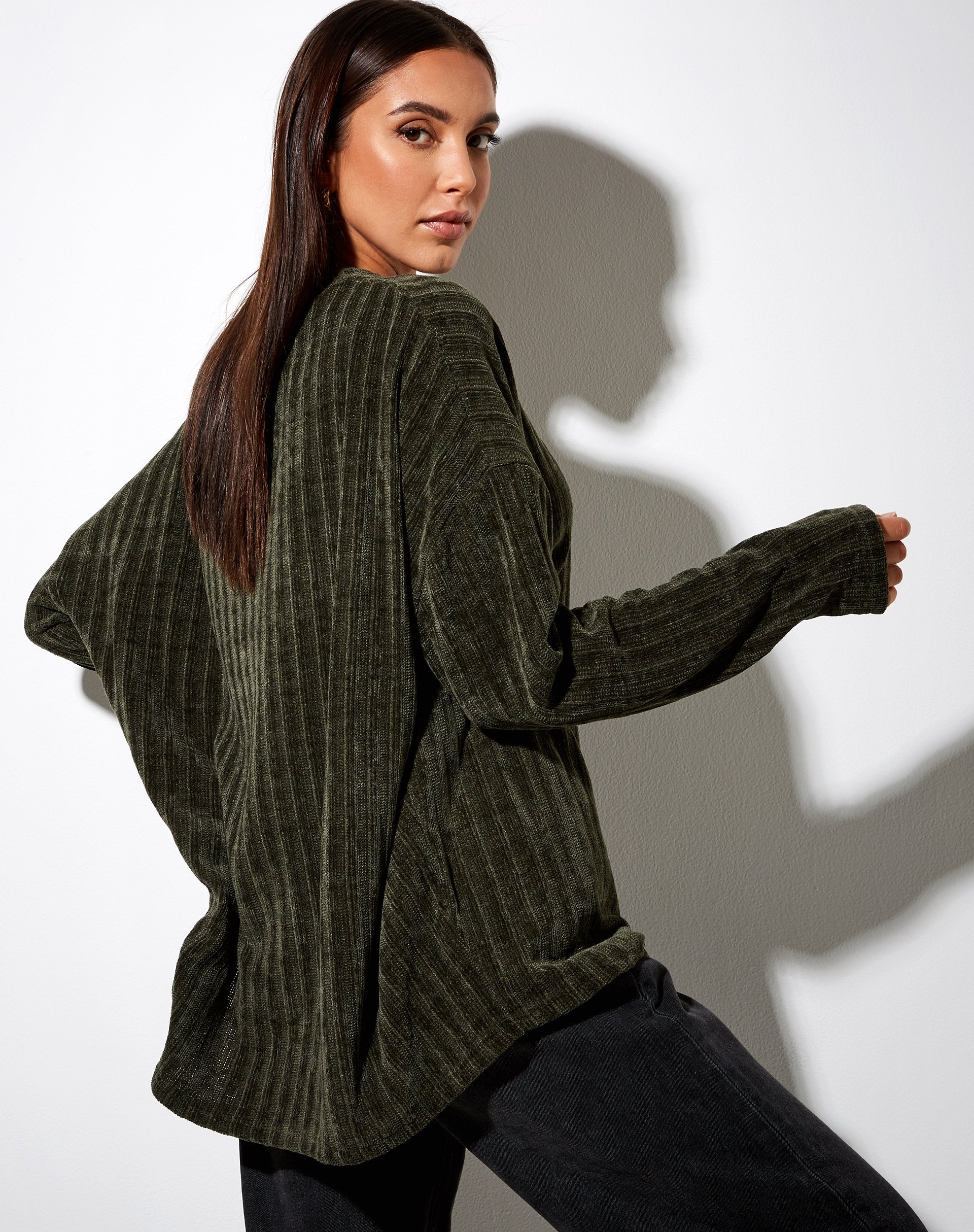 Image of Papa-Pullover aus Chenille in Khaki