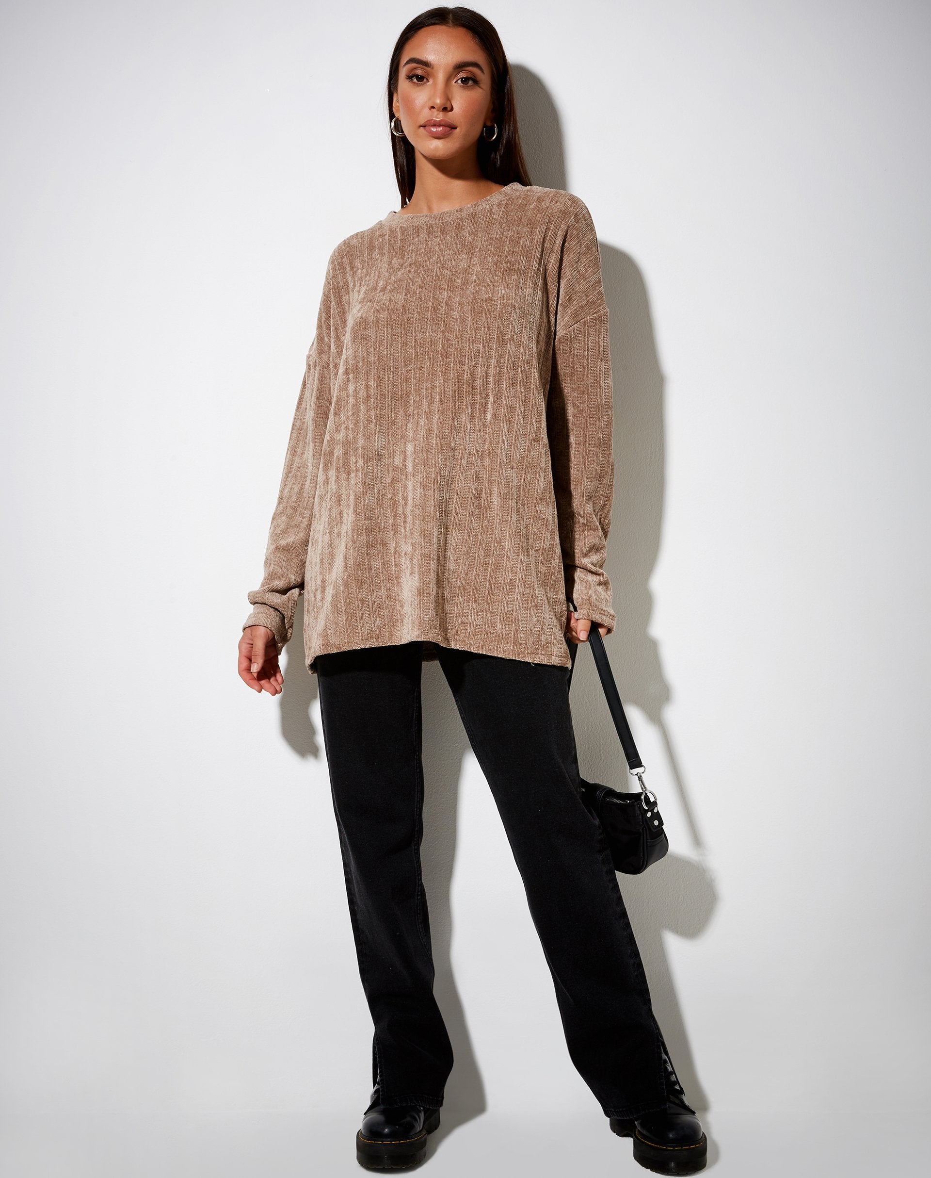 Image of Papa-Pullover aus Chenille Taupe