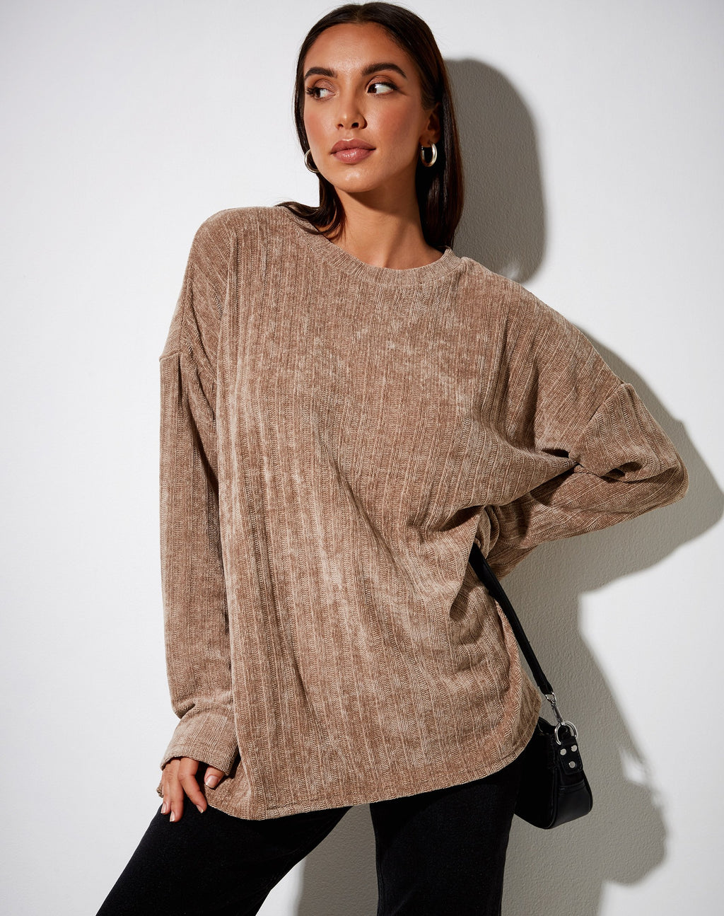 Papa-Pullover aus Chenille Taupe