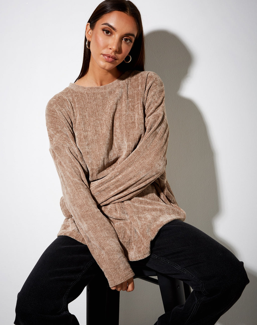 Papa-Pullover aus Chenille Taupe