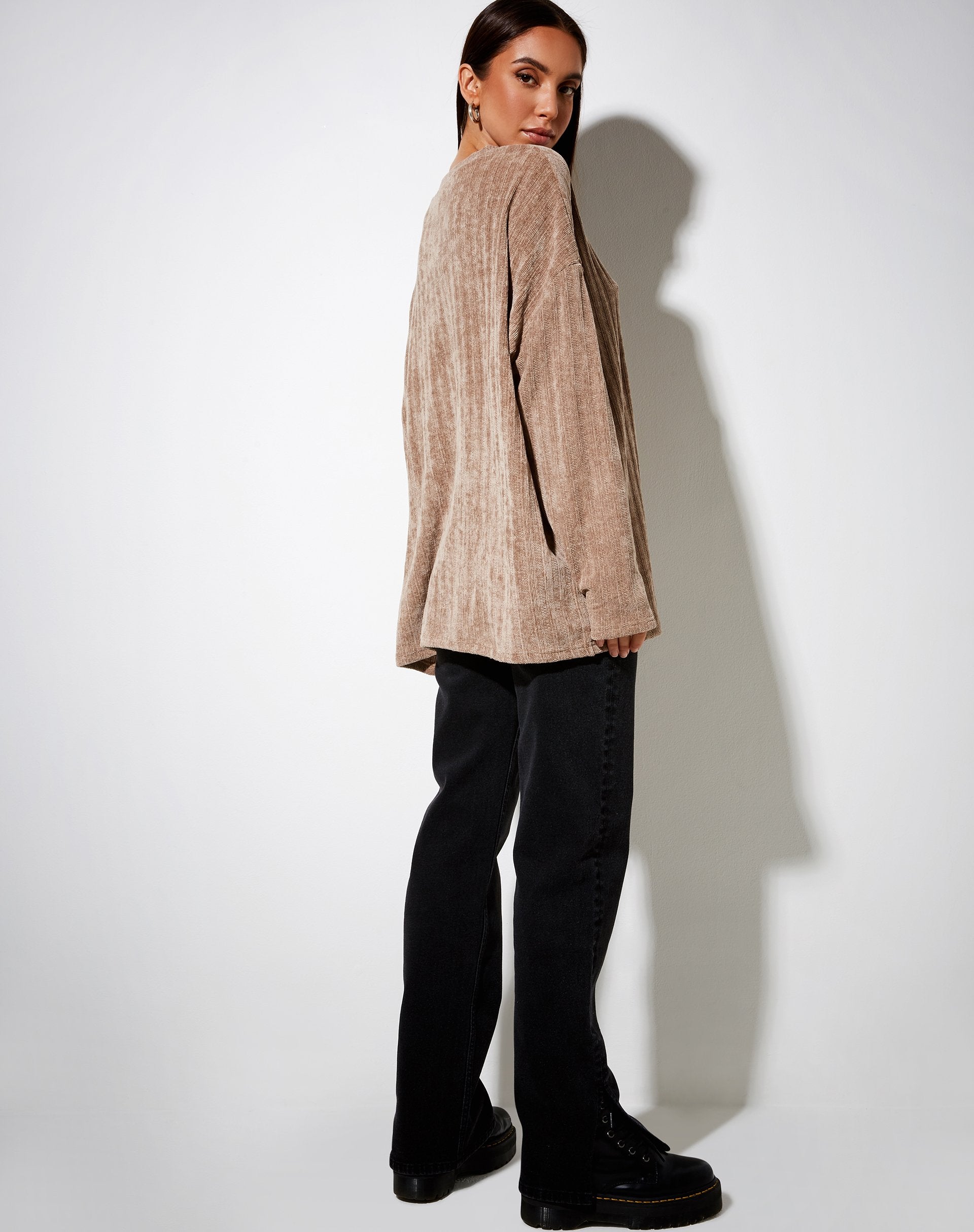 Image of Papa-Pullover aus Chenille Taupe