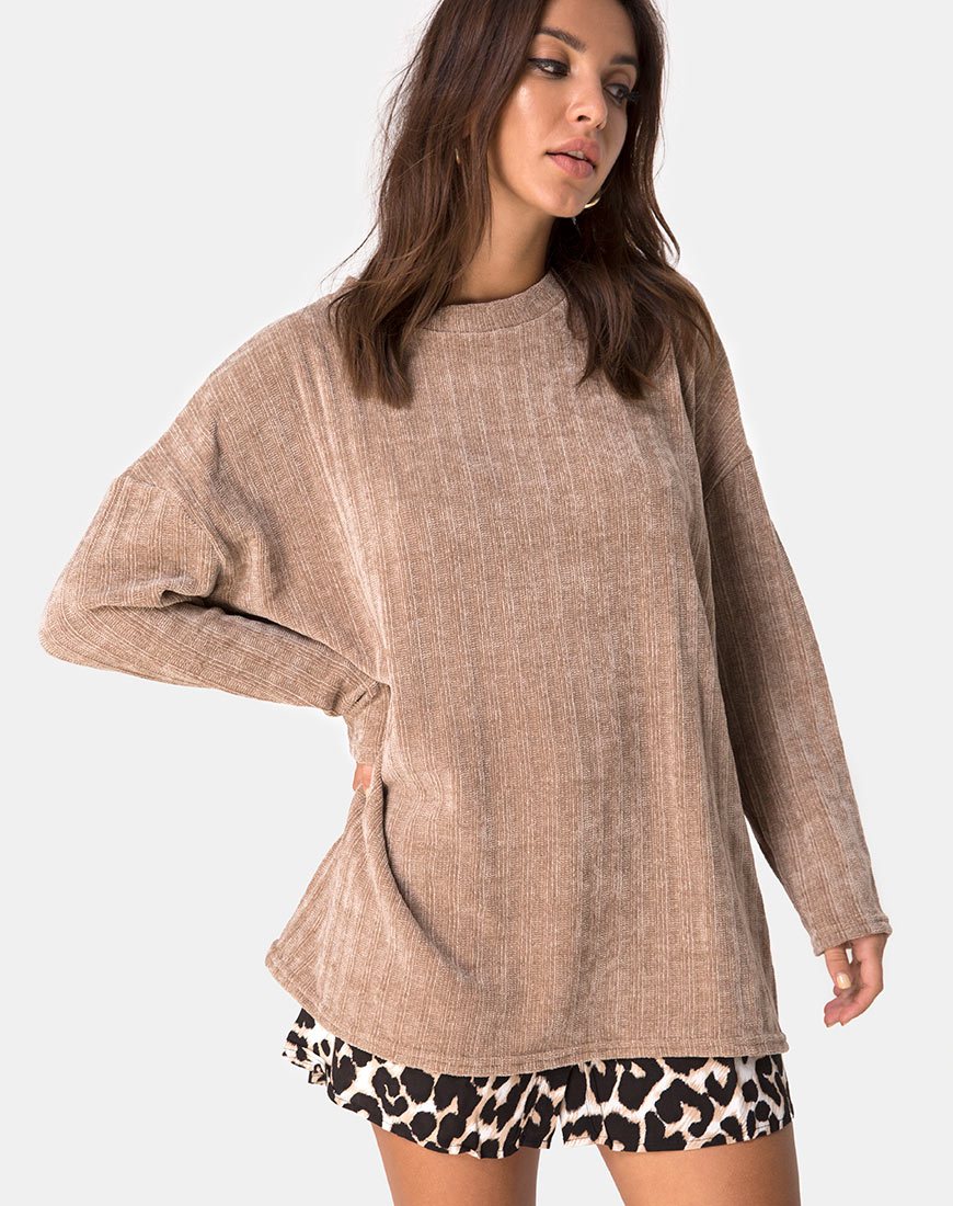 Image of Papa-Pullover aus Chenille Tan