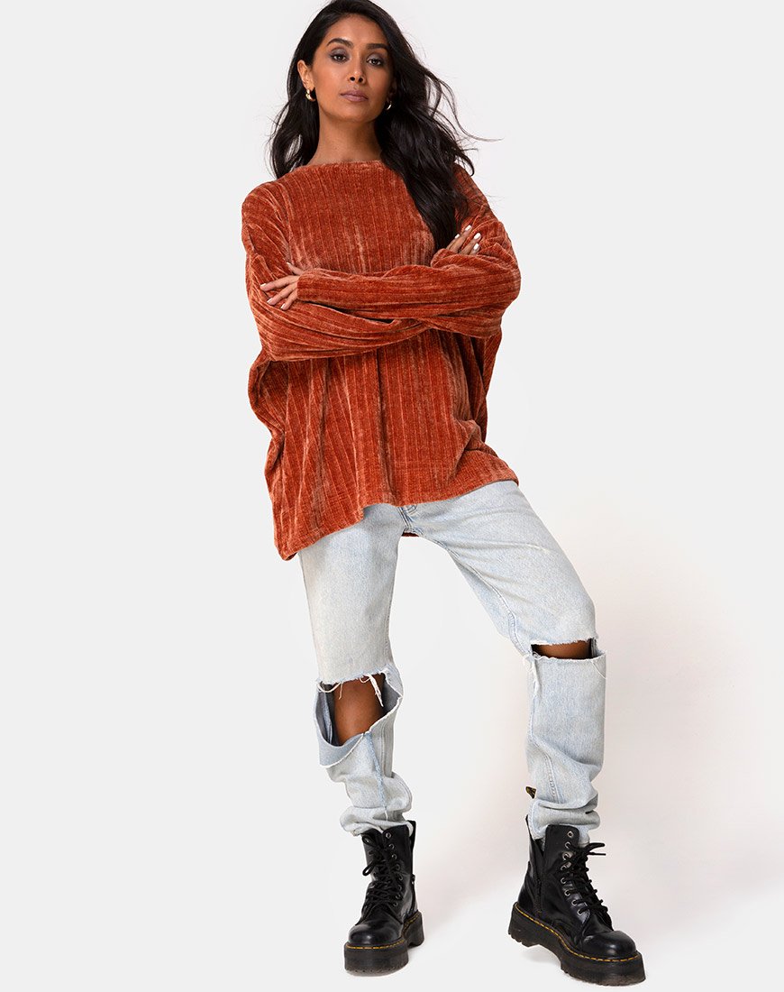 Image of Papa-Pullover aus Chenille, rostfarben