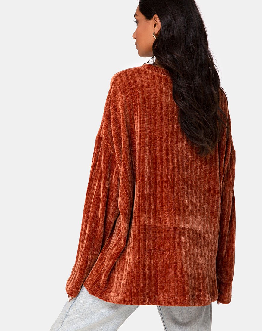 Papa-Pullover aus Chenille, rostfarben