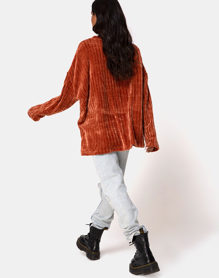 Image of Papa-Pullover aus Chenille, rostfarben