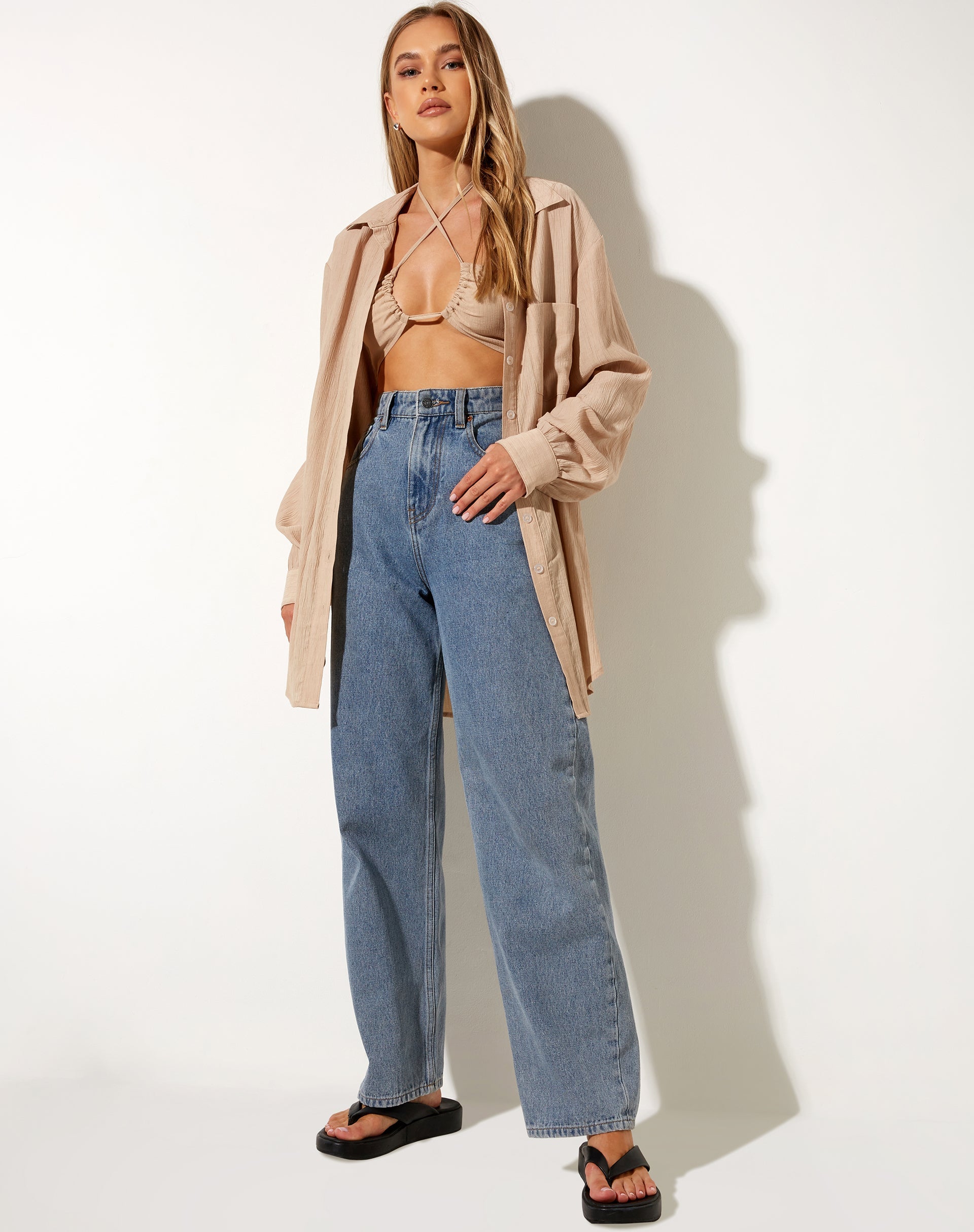 Image of Dael Hemd in Übergröße in Crinkle Tan